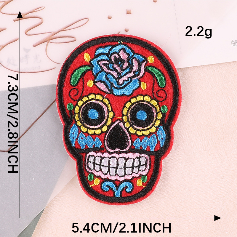 Embroidery Rose Skull Ghost Head Clothing Accessories Patch Patch Badge Badge Shoes and Hats Luggage Accessories Embroidery Cloth Patch