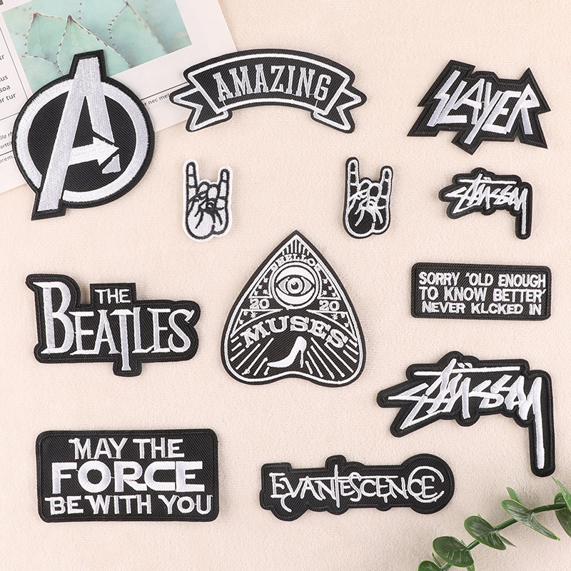 Iron on patches English alphabet cloth label DIY patch sticker clothing accessories cloth badge embroidery sticker cloth sticker