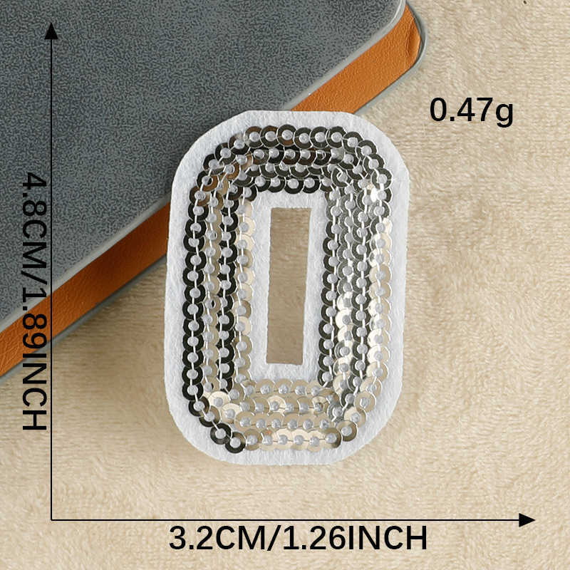 embroidery gold silk towel embroidery cloth label 0 to 9 hand account DIY clothing patch sticker accessories l sequined embroidery cloth sticker