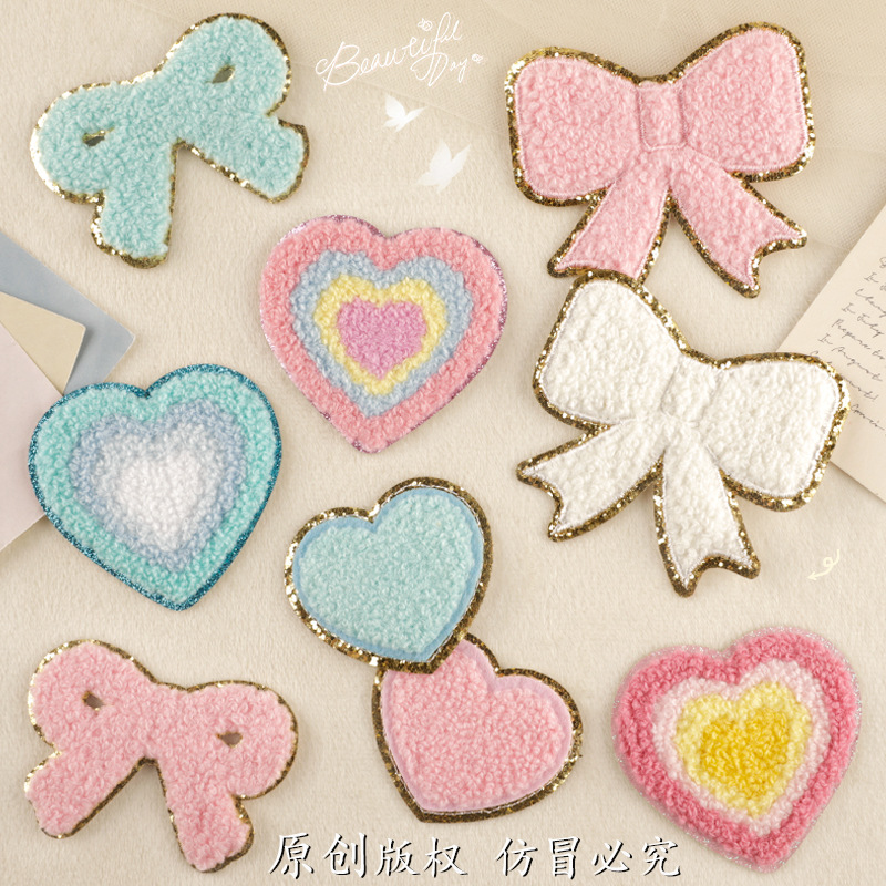 embroidery standard clothes and hats accessories accessories towel embroidery patch love bow patch embroidery sticker cloth sticker