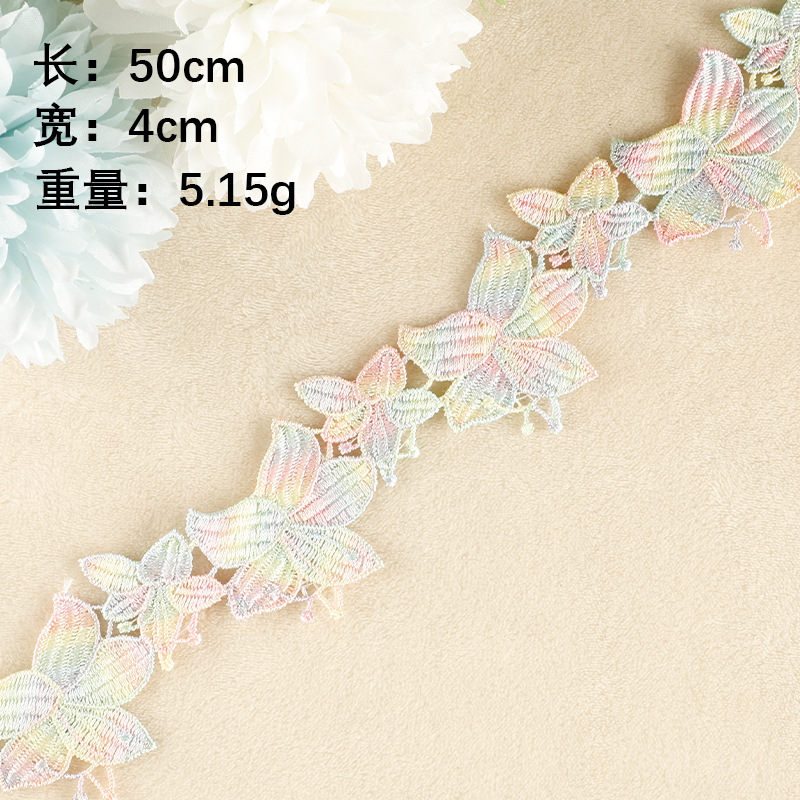 Iron on patches cartoon flower color petal hand account DIY lace clothing accessories water soluble embroidery webbing cloth sticker