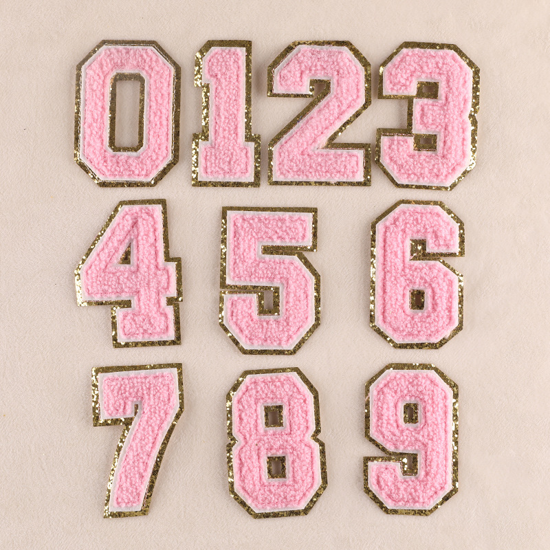 Iron on patches towel embroidery 0-9 digital patch sticker clothing accessories badge cloth embroidery cloth label embroidery cloth sticker