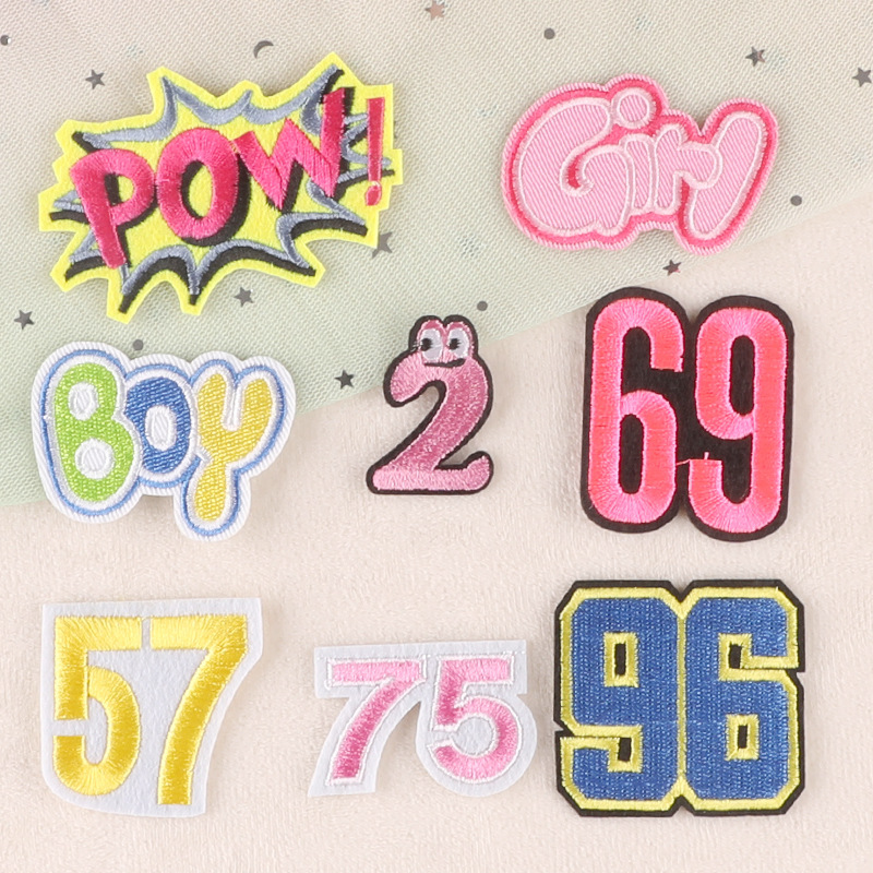 Iron on patches Clothing Accessories Badge Bag Shoes and Hats Accessories Ironing Patch Sticker Numeric Alphabet Embroidery Cloth Sticker