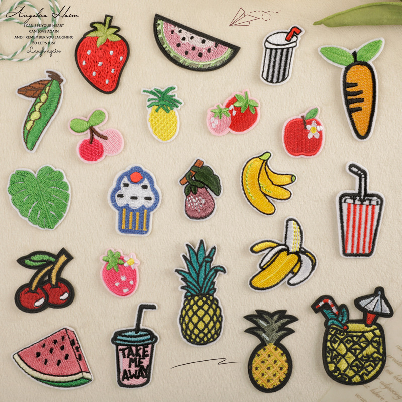 Iron on patches clothing accessories shoes and hats bag accessories patch cartoon food fruit embroidery sticker patch cloth sticker