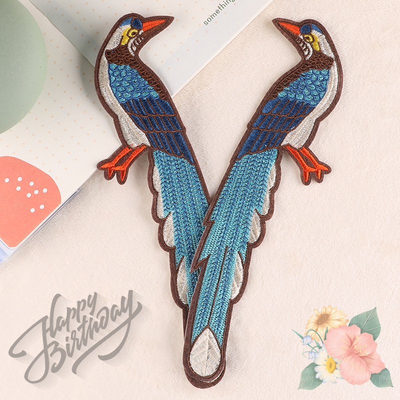 Iron on patches large cloth label ethnic style clothing accessories animal bird hand account DIY embroidery cloth sticker