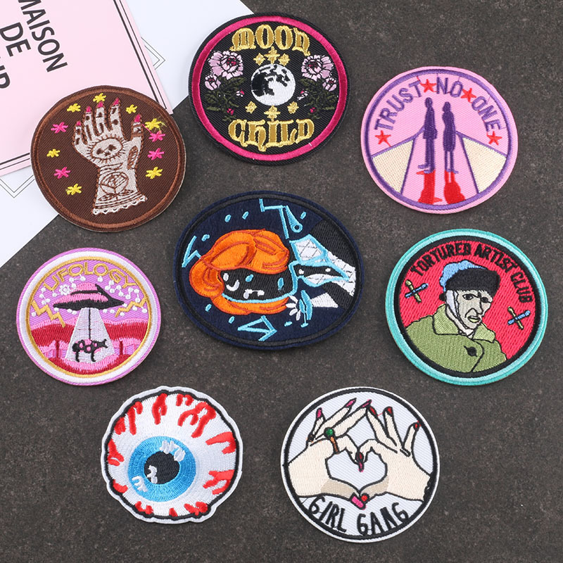 character embroidery patch sticker, clothing accessories, round badge, hand account embroidery cloth sticker