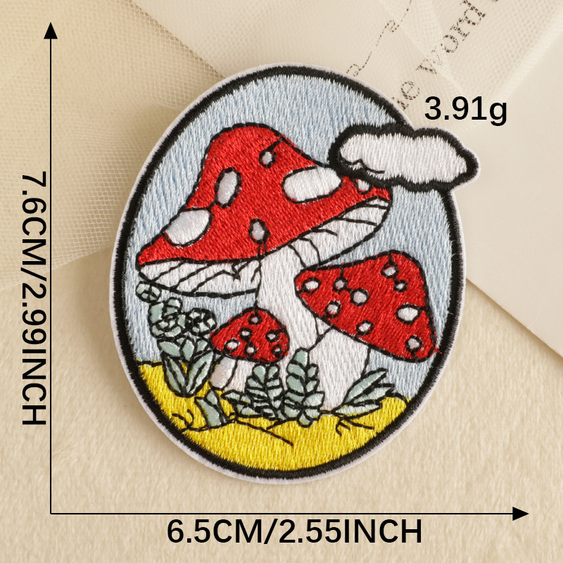 embroidery badge clothing accessories embroidery sticker cartoon mushroom adhesive shoe and hat accessories patch cloth sticker