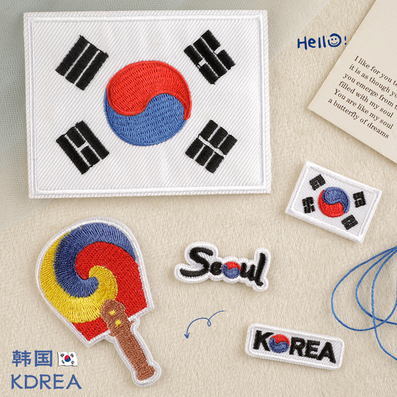 Iron on patches Clothing Accessories Adhesive Embroidery Stickers Korean Flag Patch Stickers Accessories Cloth Stickers