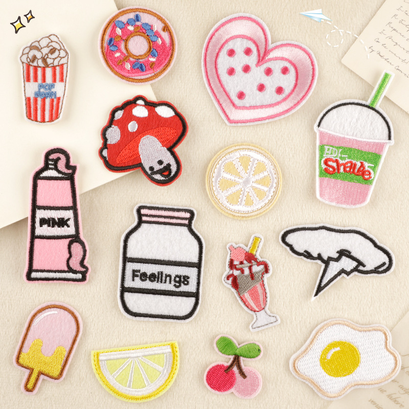 Iron on patches luggage accessories clothing accessories fruit drink embroidery patch patch cloth sticker