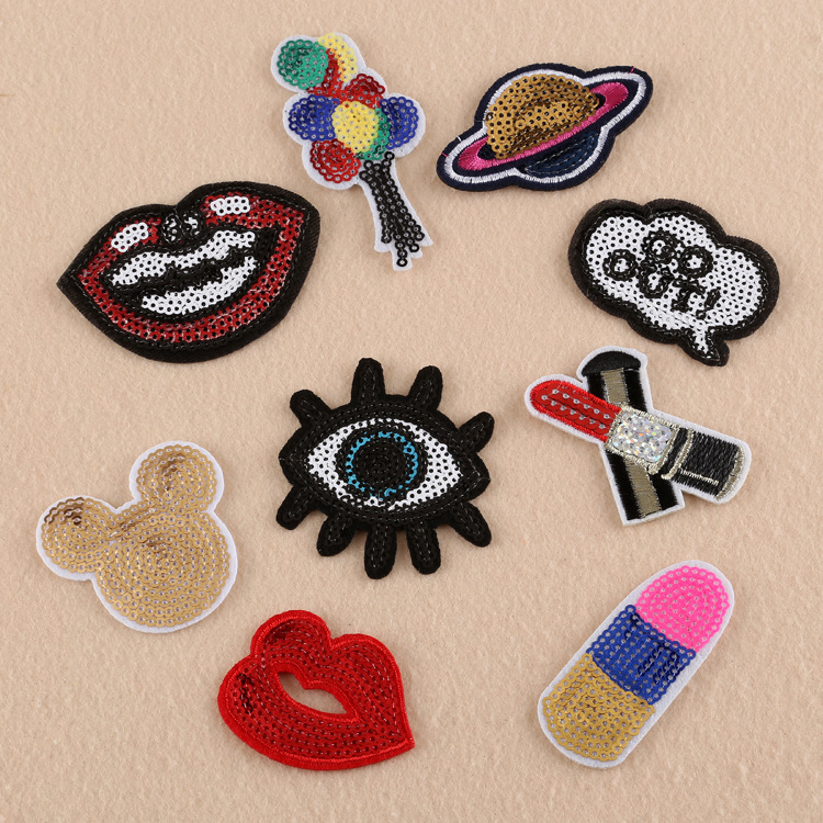 sequins patch lipstick eyes hot air balloon clothing accessories badge cloth sticker