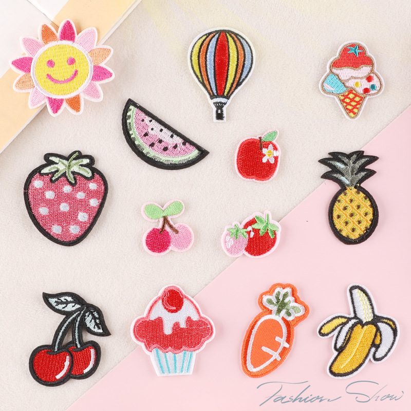 embroidery fruit cake flower children's clothing accessories accessories DIY patch strawberry pineapple embroidery cloth sticker