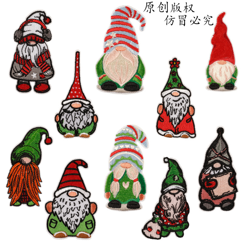 embroidery sticker shoe emblem cartoon Santa series patch clothing accessories adhesive patch cloth sticker