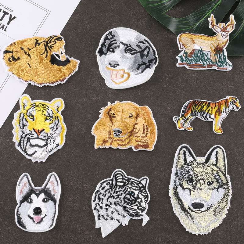embroidery sticker badge clothing accessories patch sticker shoe hat luggage accessories wolf leopard tiger animal embroidery cloth sticker