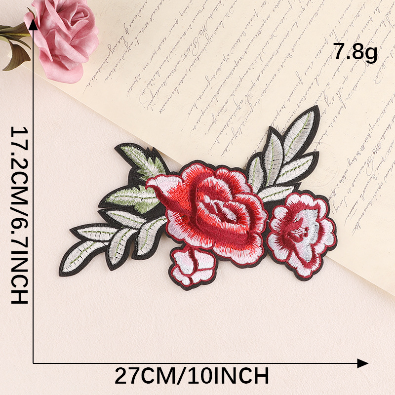 Embroidery Embroidery Clothing Accessories Luggage Accessories Rose Cloth Label Adhesive Patch Sticker Embroidery Cloth Sticker