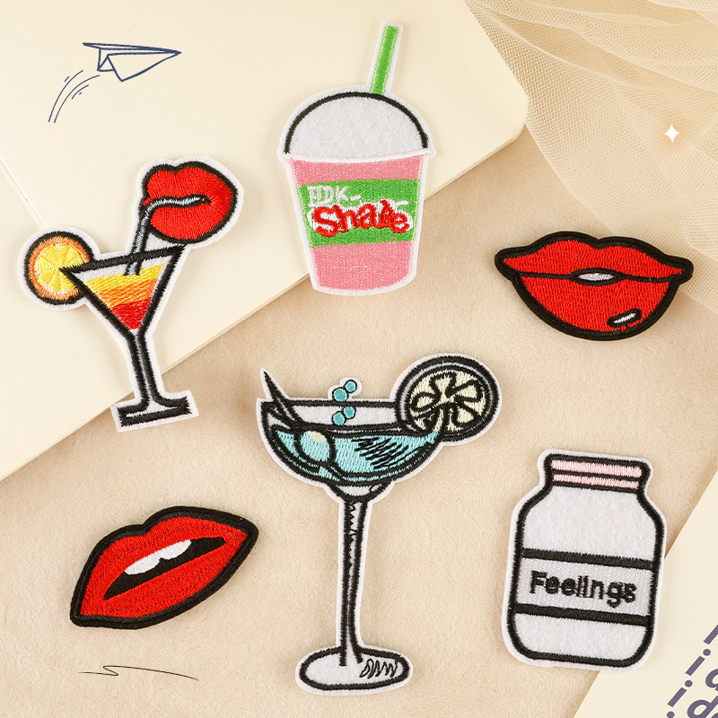 Iron on patches cloth label handmade patch sticker clothing accessories lip jewelry accessories embroidery cloth sticker