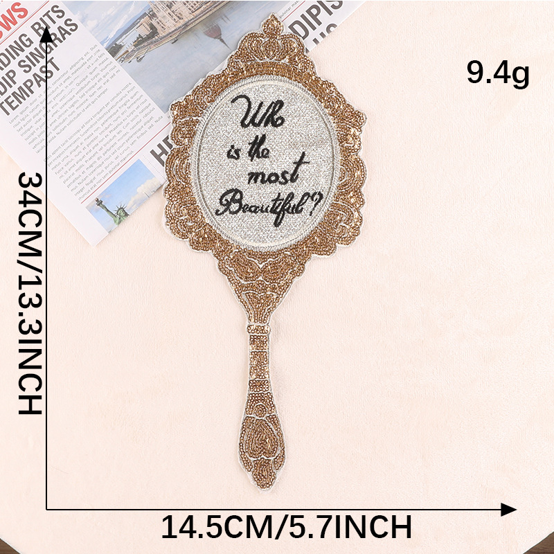 Iron on patches Cartoon Sequins Mirror Badge Clothes Patch Beads Embroidery Clothing Accessories Large Embroidery Cloth Sticker