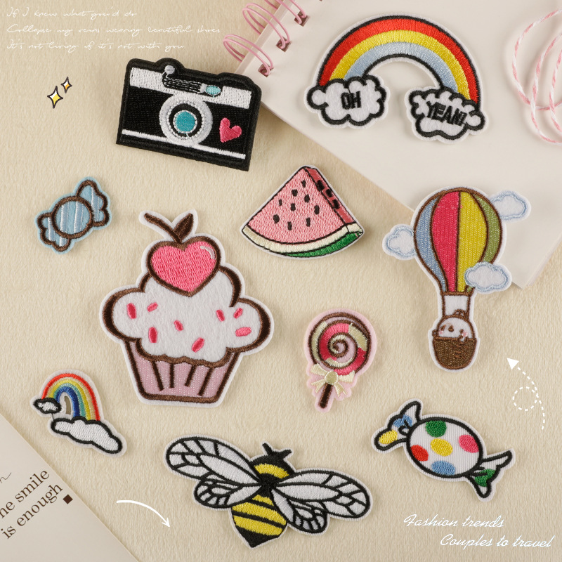 Iron on patches cartoon food cake candy embroidery sticker coat and hat accessories accessories patch cloth sticker