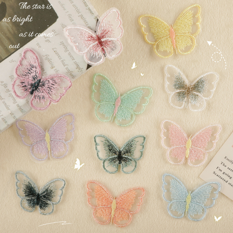 embroidery badge cloth label butterfly transparent jewelry accessories clothing accessories chapter boy handmade DIY embroidery cloth sticker