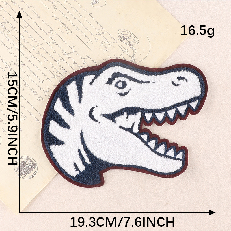 Iron on patches animal Tyrannosaurus rex towel letter embroidery badge clothing accessories sewing DIY embroidery cloth sticker