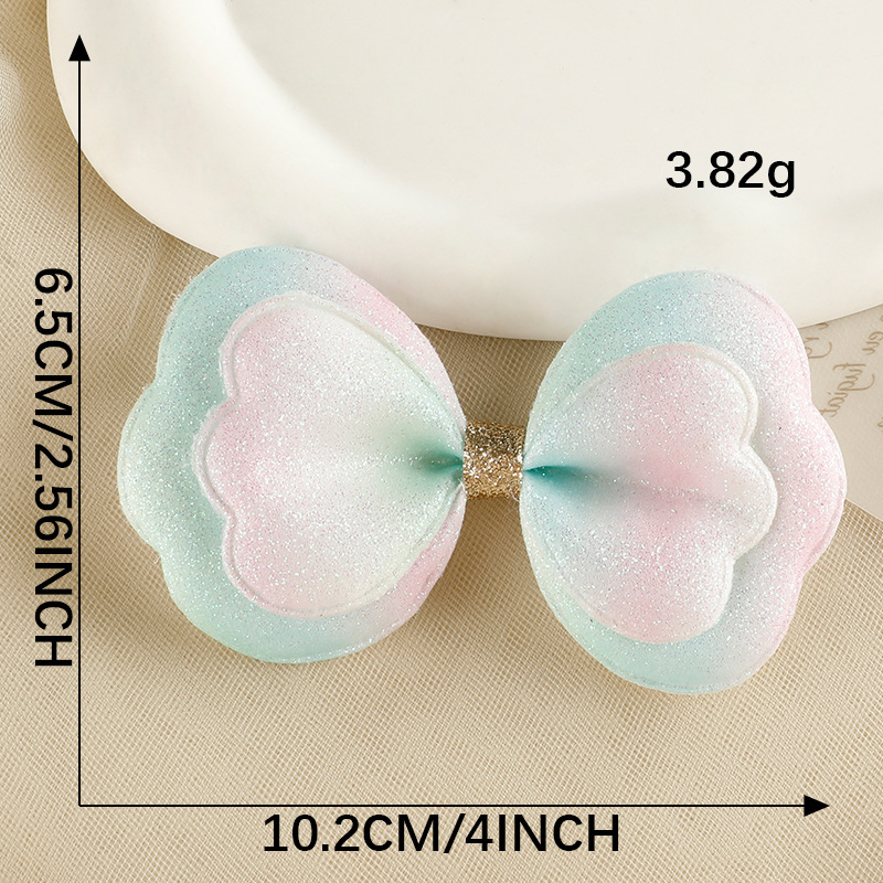 Double layer gradual change bow DIY headgear accessories, children's clothing bag embroidery accessories hairpin decoration