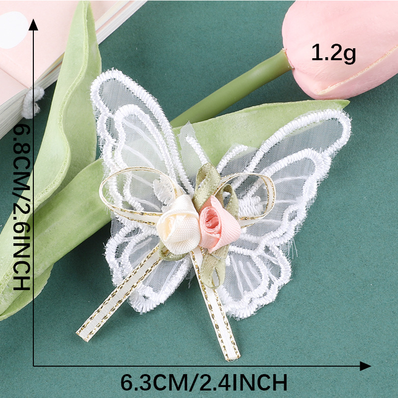 Cute cartoon mesh bow lace embroidery sticker DIY hand account accessories accessories brooch hairpin hair accessories accessories