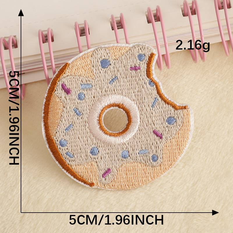 Iron on patches embroidery sticker cartoon donut self-adhesive sticker down jacket patch sticker accessory cloth sticker