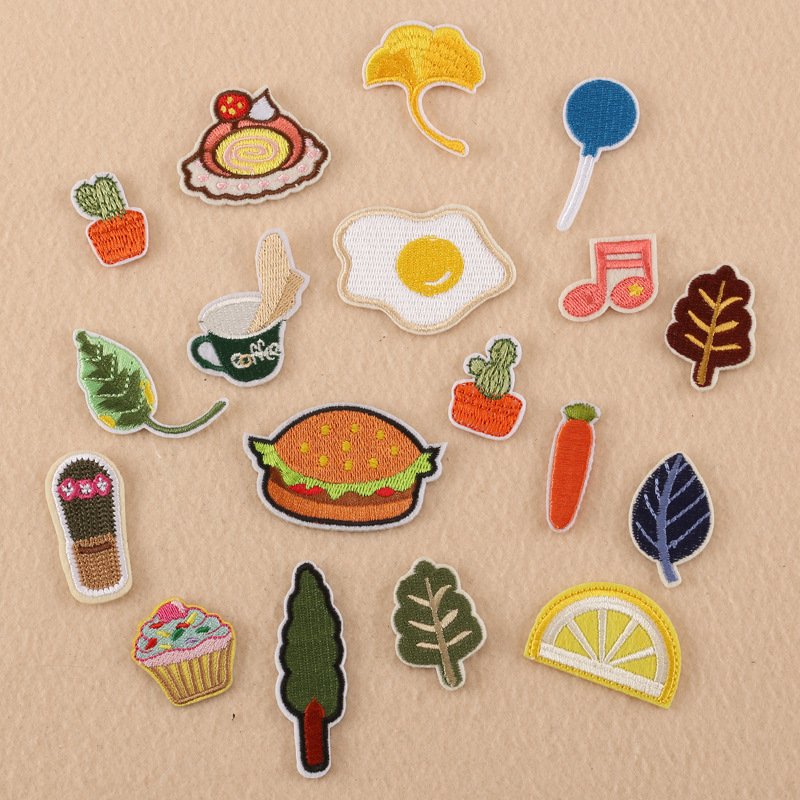 Iron on patches hamburger fruit cactus children's clothing accessories accessories small patch embroidery cloth sticker