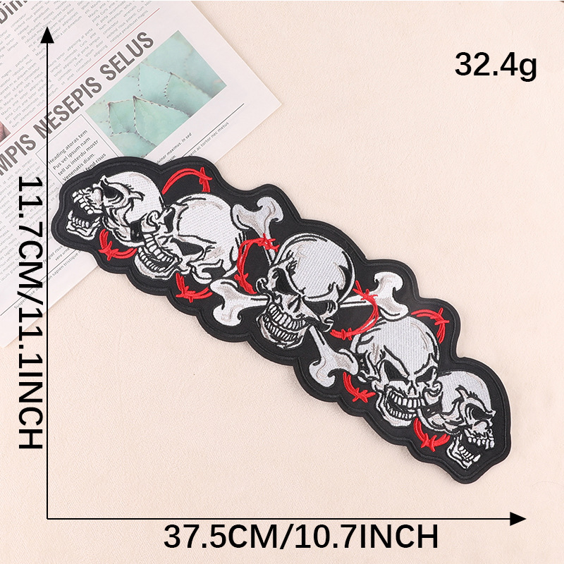 Iron on patches skull clothing accessories DIY punk style patch sticker ghost head embroidery sticker embroidery cloth sticker