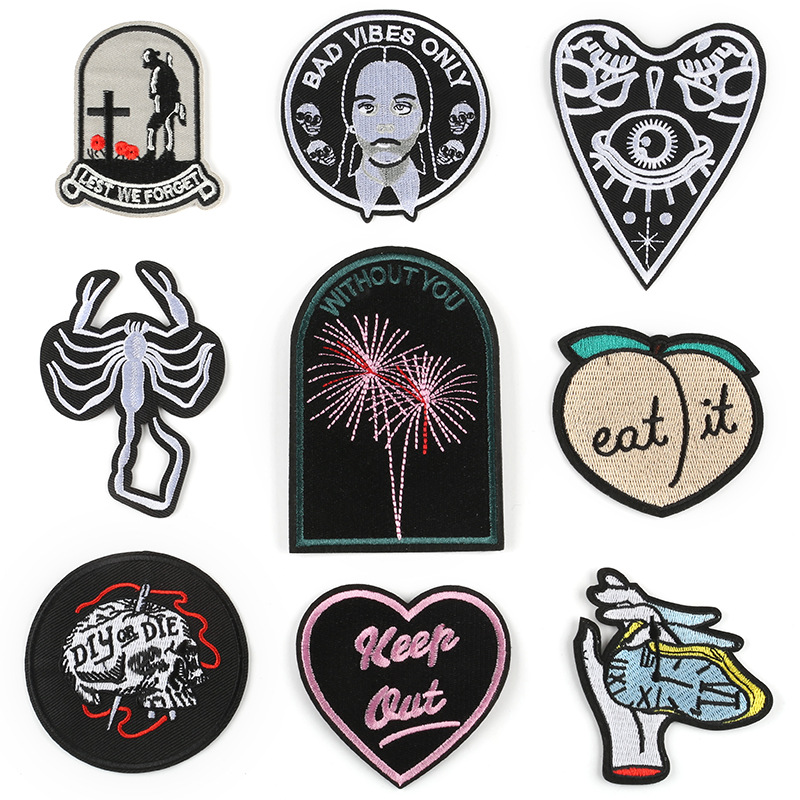 Iron on patches cloth badge clothing accessories round adhesive patch stickerembroidery sticker cloth sticker