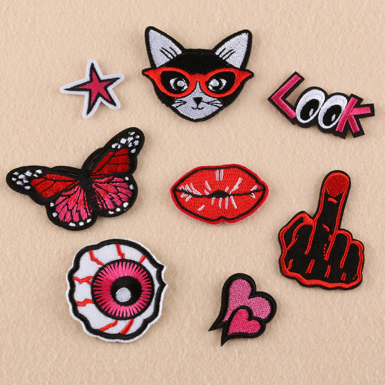 embroidery patch sticker clothing accessories ironing sticker cat letters animal cloth love badge embroidery sticker cloth sticker