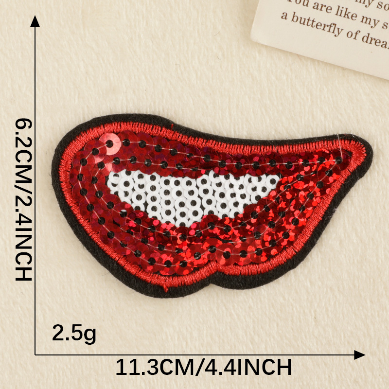 Iron on patches embroidery chapter boy PET beads mouth patch clothing accessories cloth label DIY patch patch cloth sticker