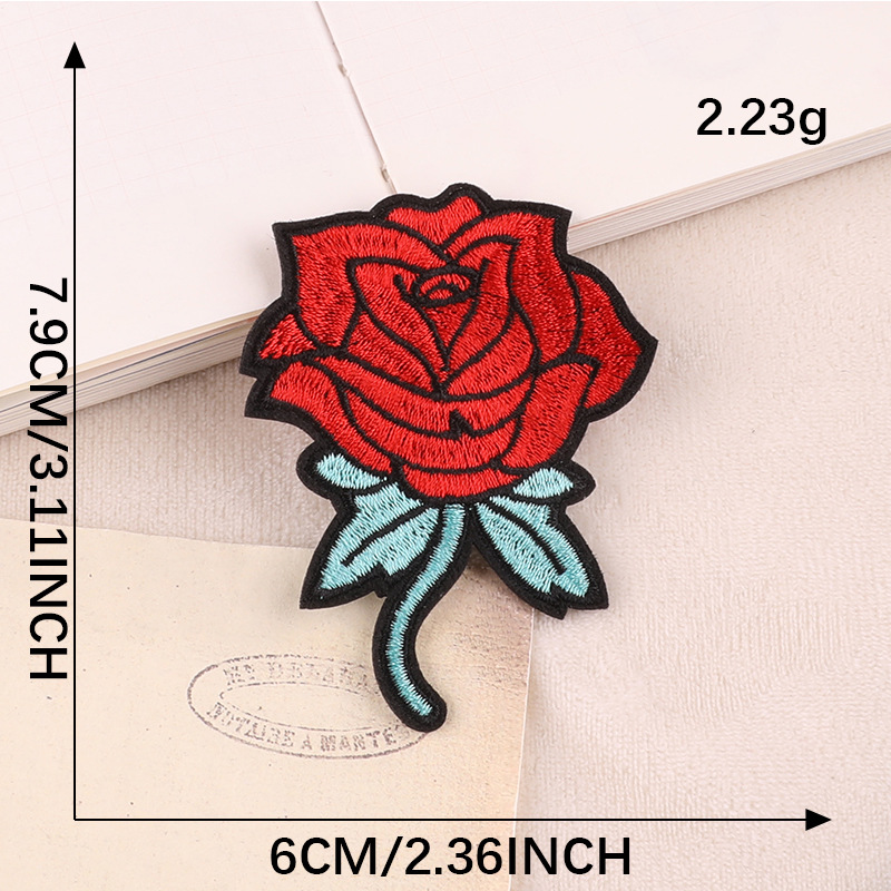 embroidery sticker rose cloth label clothing luggage accessories Iron on patches hand account DIY patch cloth sticker