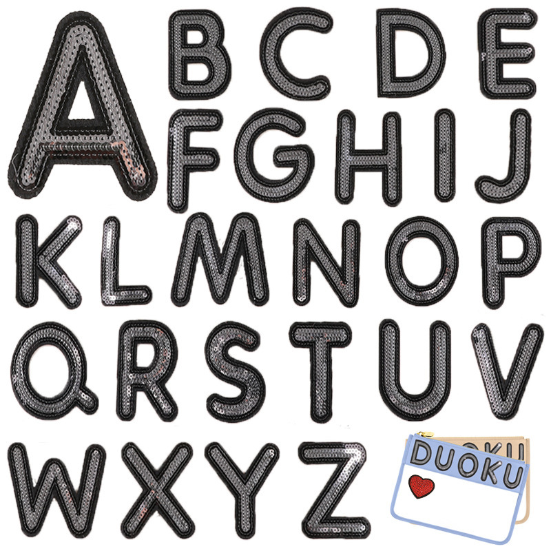 PET bead embroidery flower label English letter love sequin cloth label clothing accessories patch sticker embroidery cloth sticker