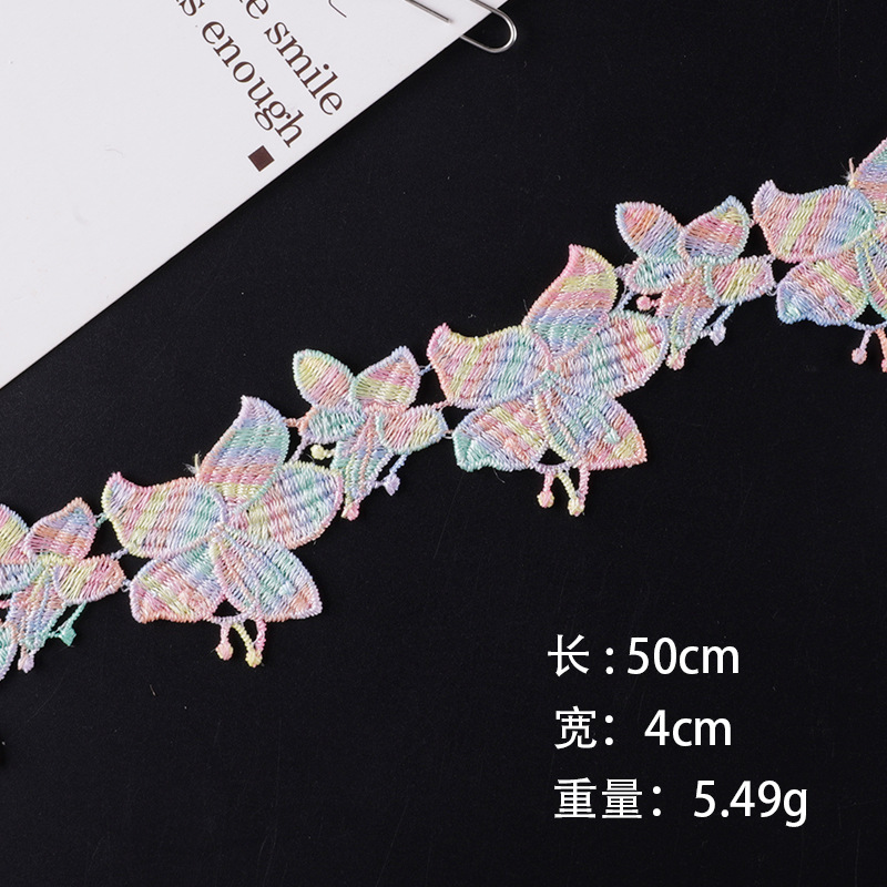 Iron on patches cartoon flower color petal hand account DIY webbing clothing accessories water-soluble embroidery lace cloth sticker