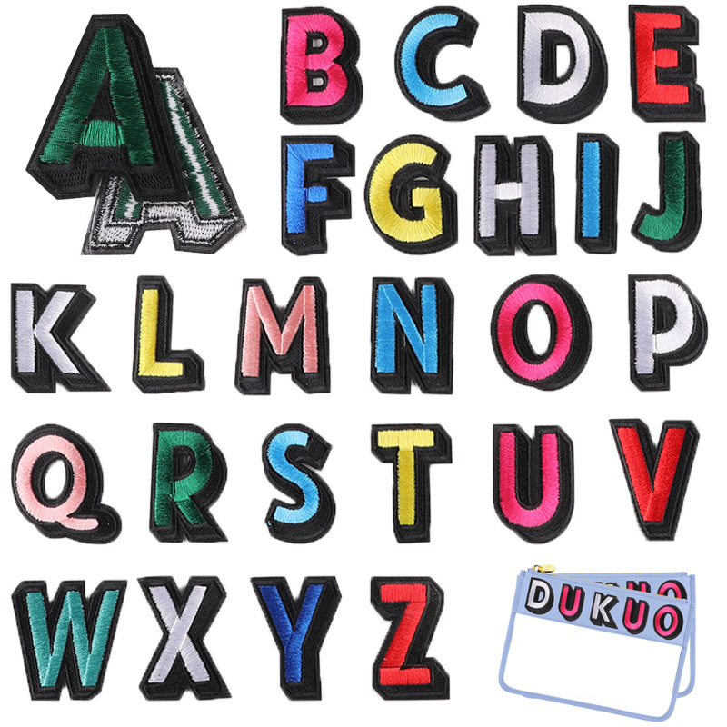 embroidery 26 English letters cloth label name mark jersey mark patch clothing accessories embroidery cloth sticker