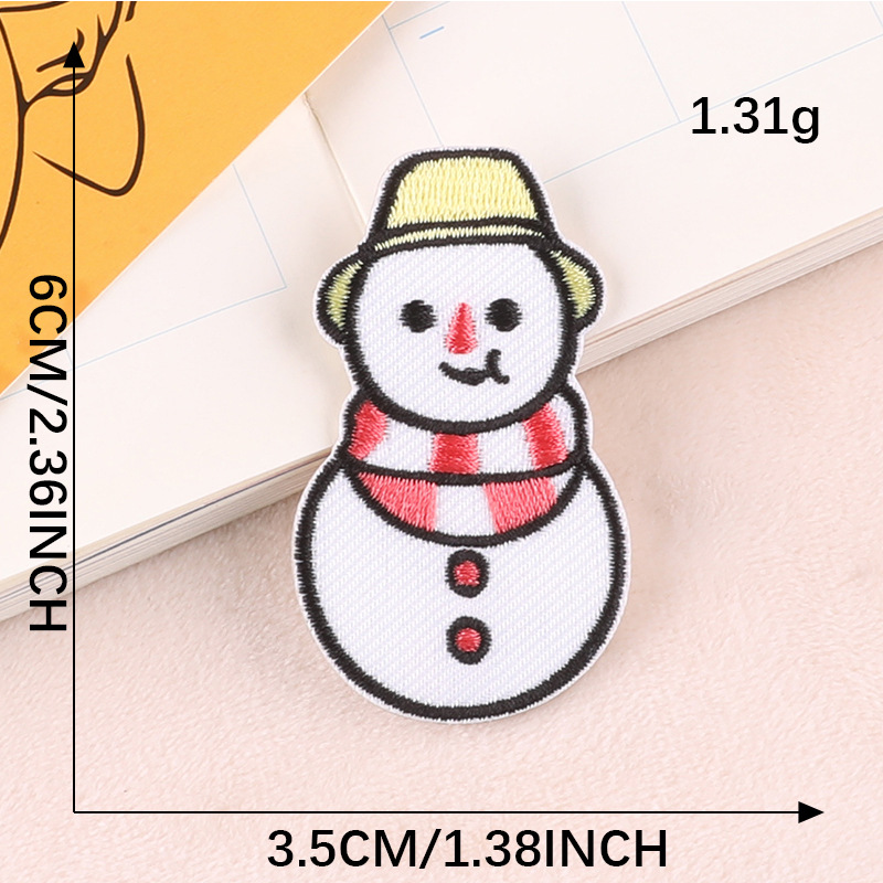 Iron on patches cartoon snowman cloth label down jacket repair patch sticker decorative decal embroidery cloth sticker