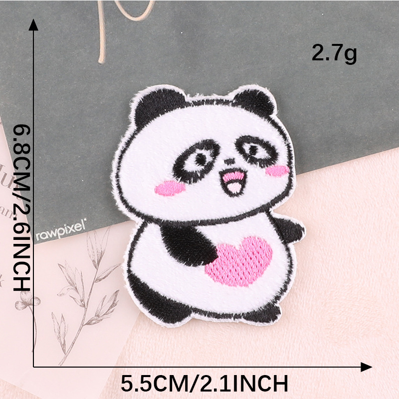 Iron on patches clothing accessories cute plush panda animal embroidery sticker self-adhesive patch cloth sticker