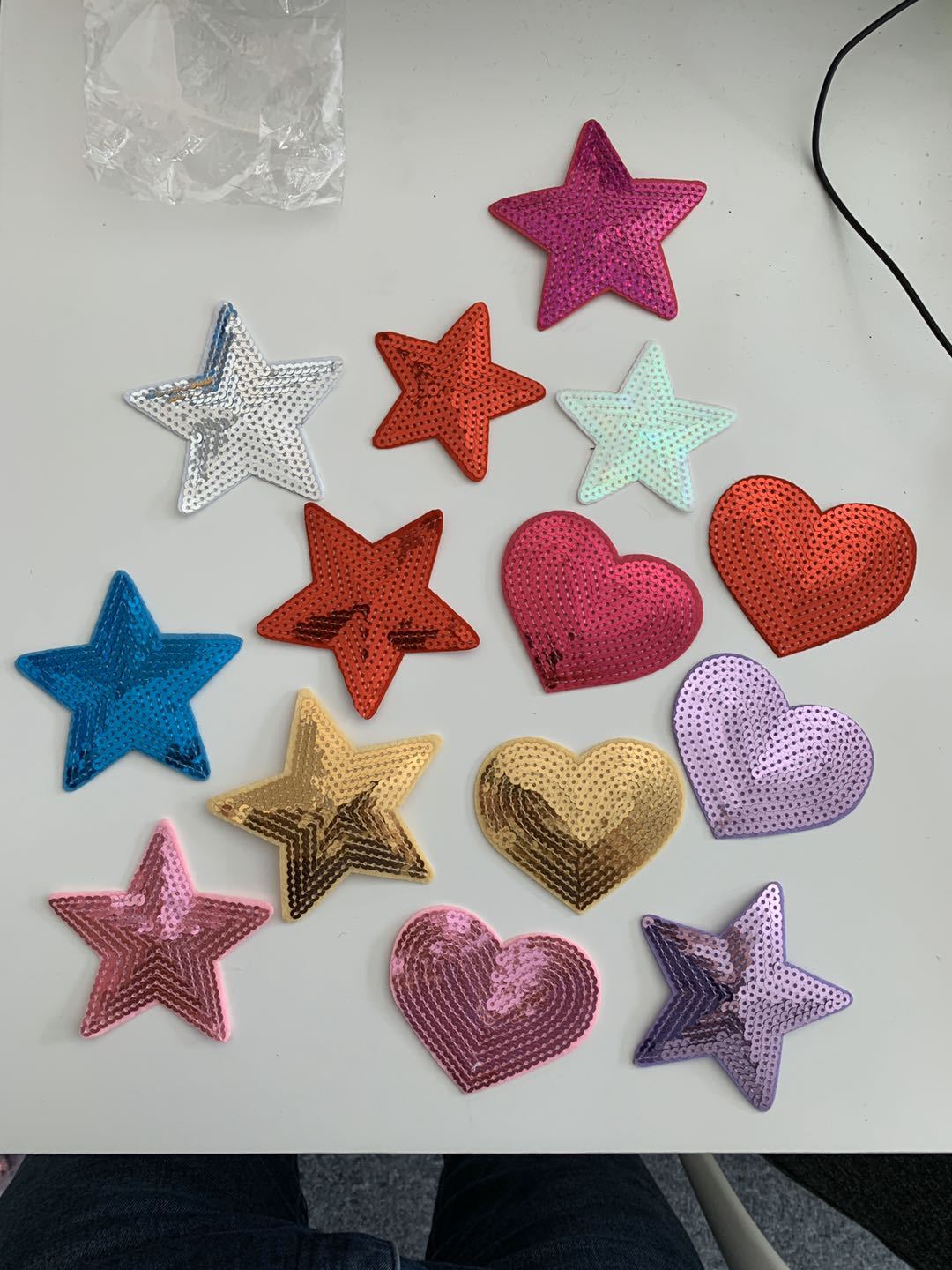 PET beads embroidered cloth stickers, embroidered clothing accessories, performance clothing accessories, sequins, pentagram love patches