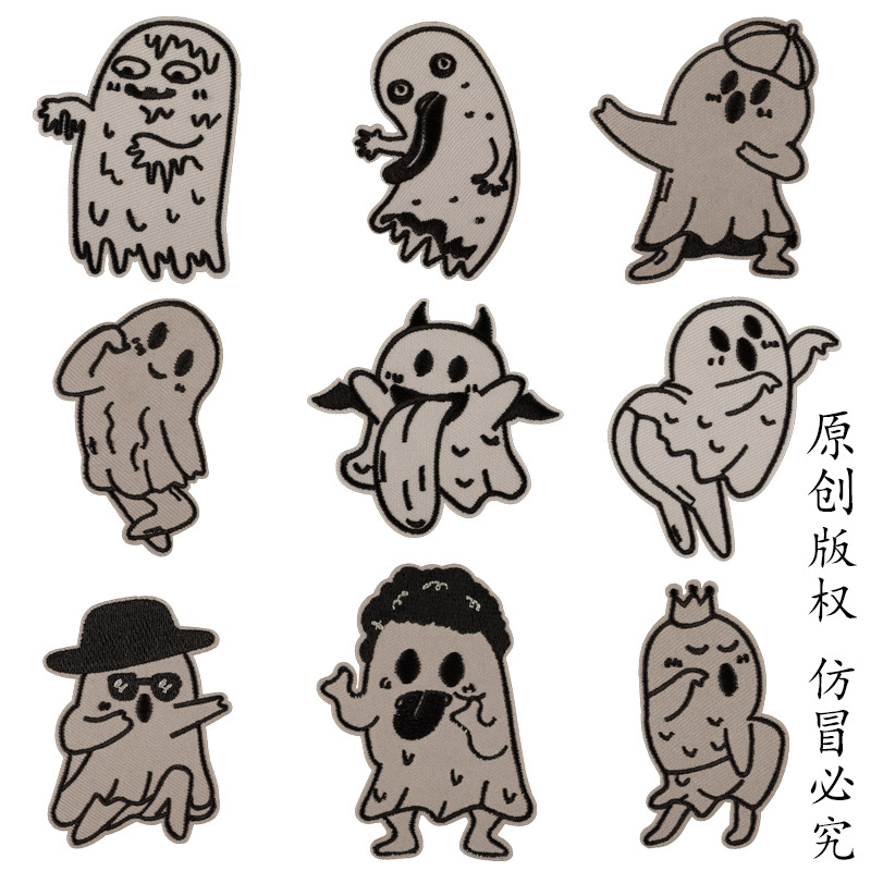 embroidery badge embroidery sticker personalized patch sticker cartoon ghost patch clothing accessories cloth sticker