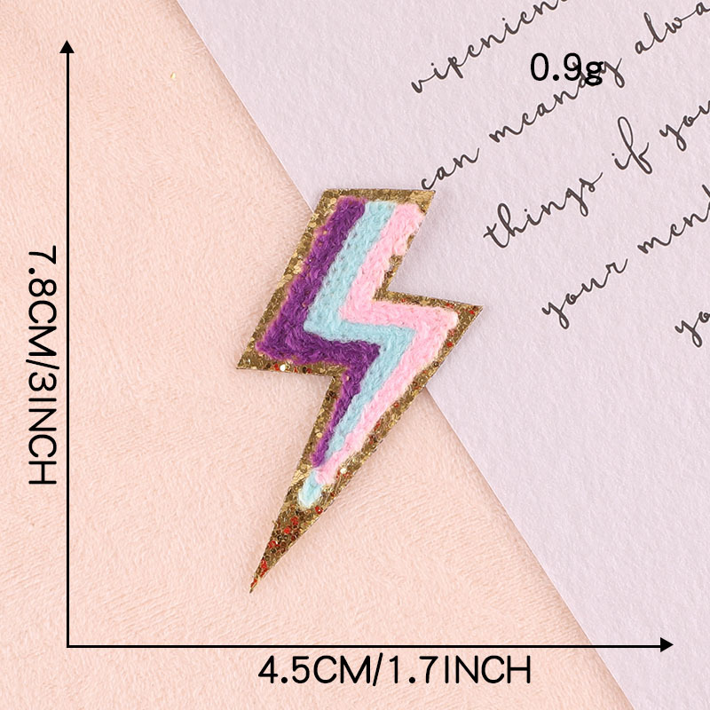 Iron on patches towel embroidery lightning patch sticker clothing accessories badge cloth embroidery cloth label hand account embroidery cloth sticker