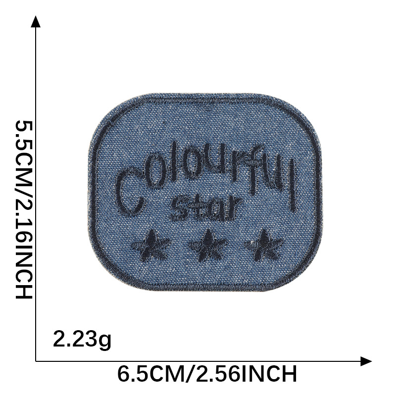 embroidery label, down jacket patch sticker, clothing accessories, English letters, denim embroidery sticker, self-adhesive cloth sticker