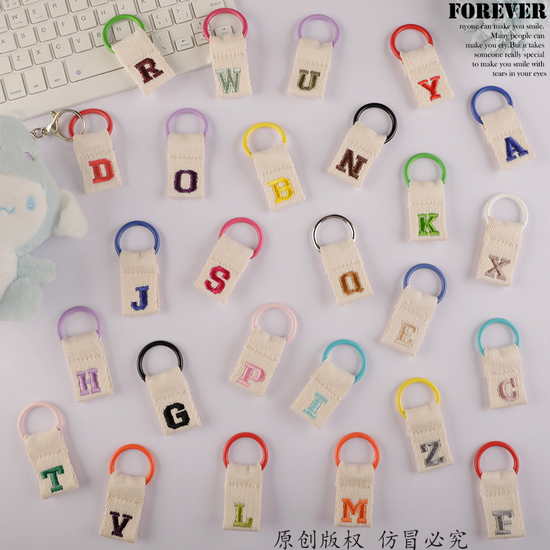 26 letters webbing listing schoolbag embroidery pendant streamer keychain