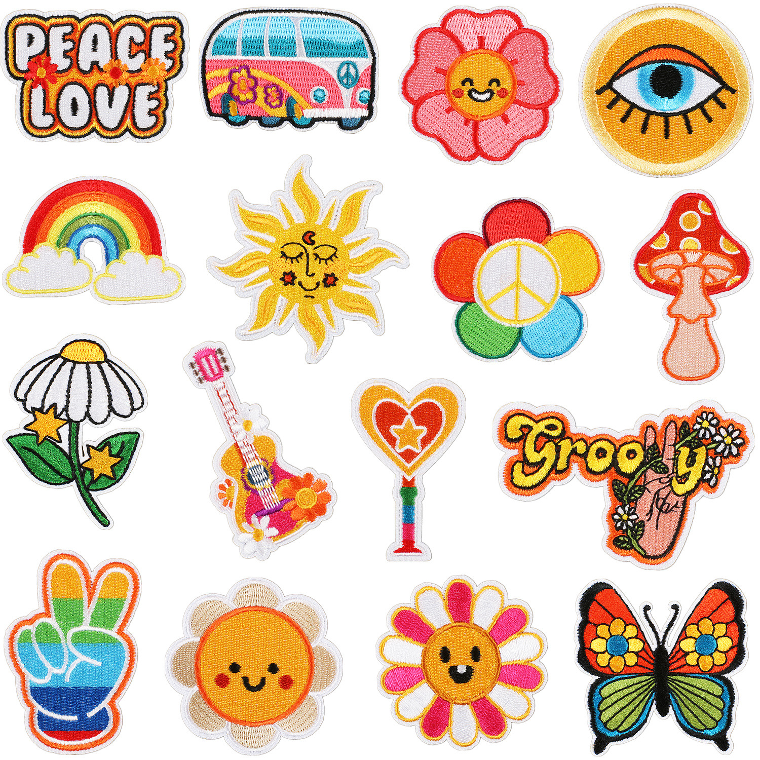Iron on Patches cloth sticker bag decoration label rainbow patch sticker flower wholesale