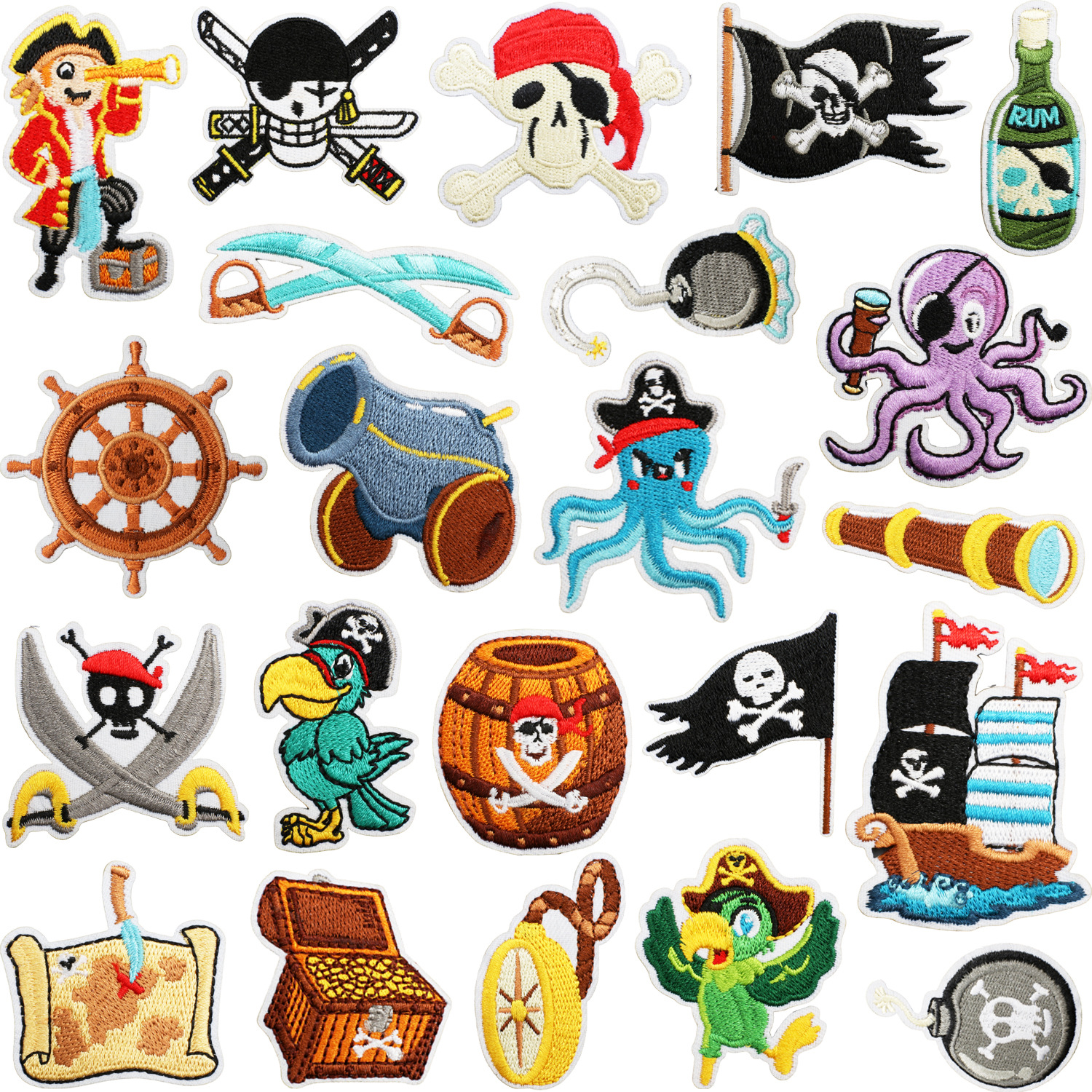 Iron on Patches cloth sticker treasure map label children's team decoration ship octopus patch patch