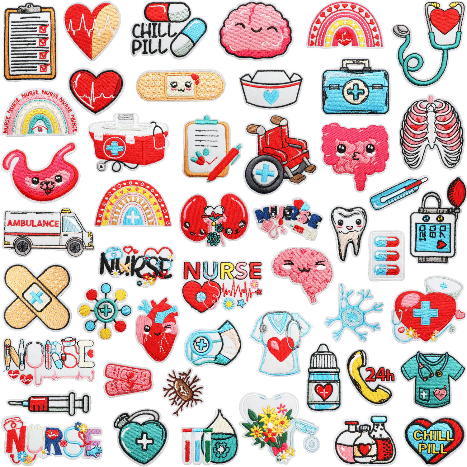Cartoon human organ Iron on Patches cloth sticker medical equipment patch sticker clothes decoration cute syringe Iron on Patches chapter boy