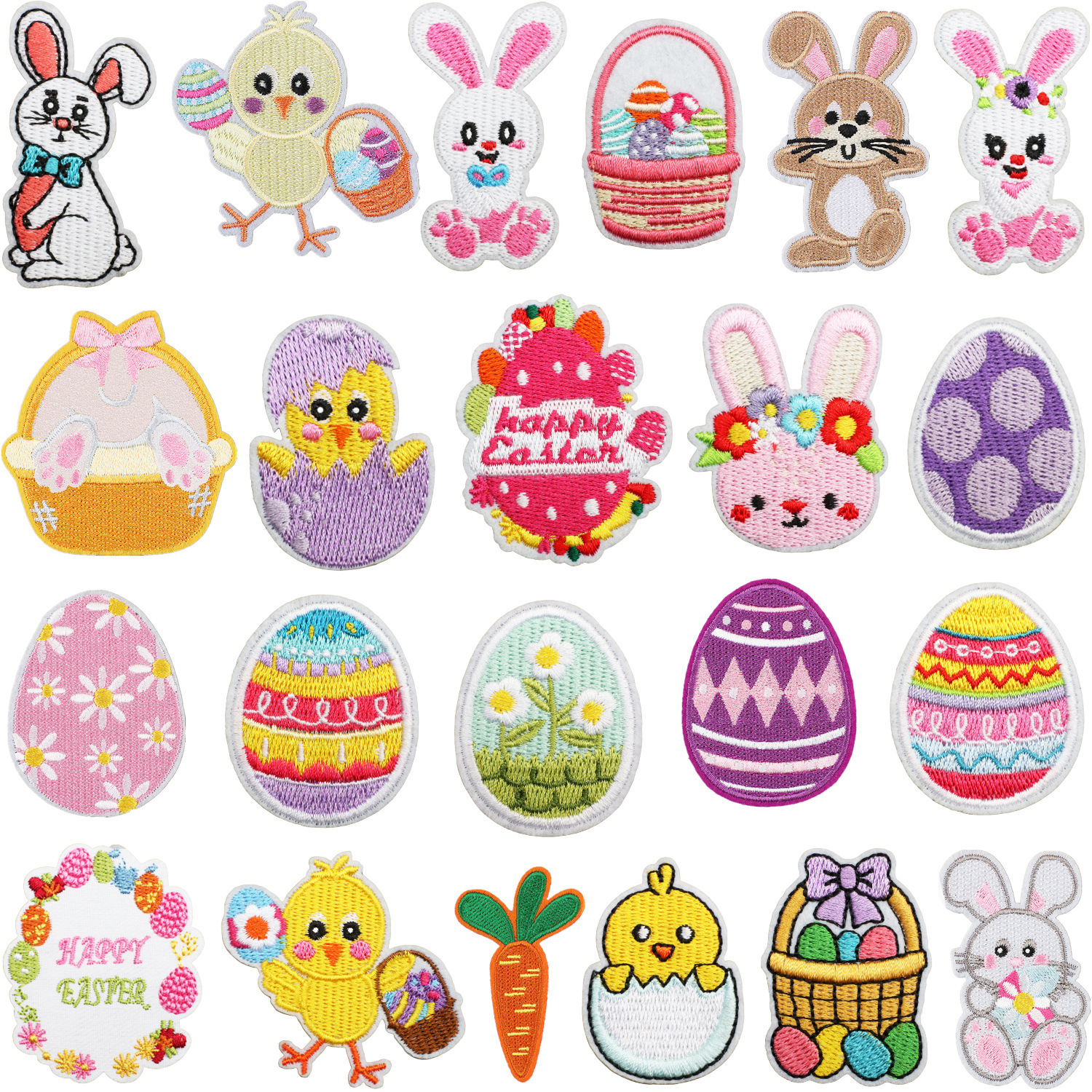 Easter Bunny Iron on Patches Cloth Sticker Holiday Dress Patch Sticker Easter Egg Label Sticker