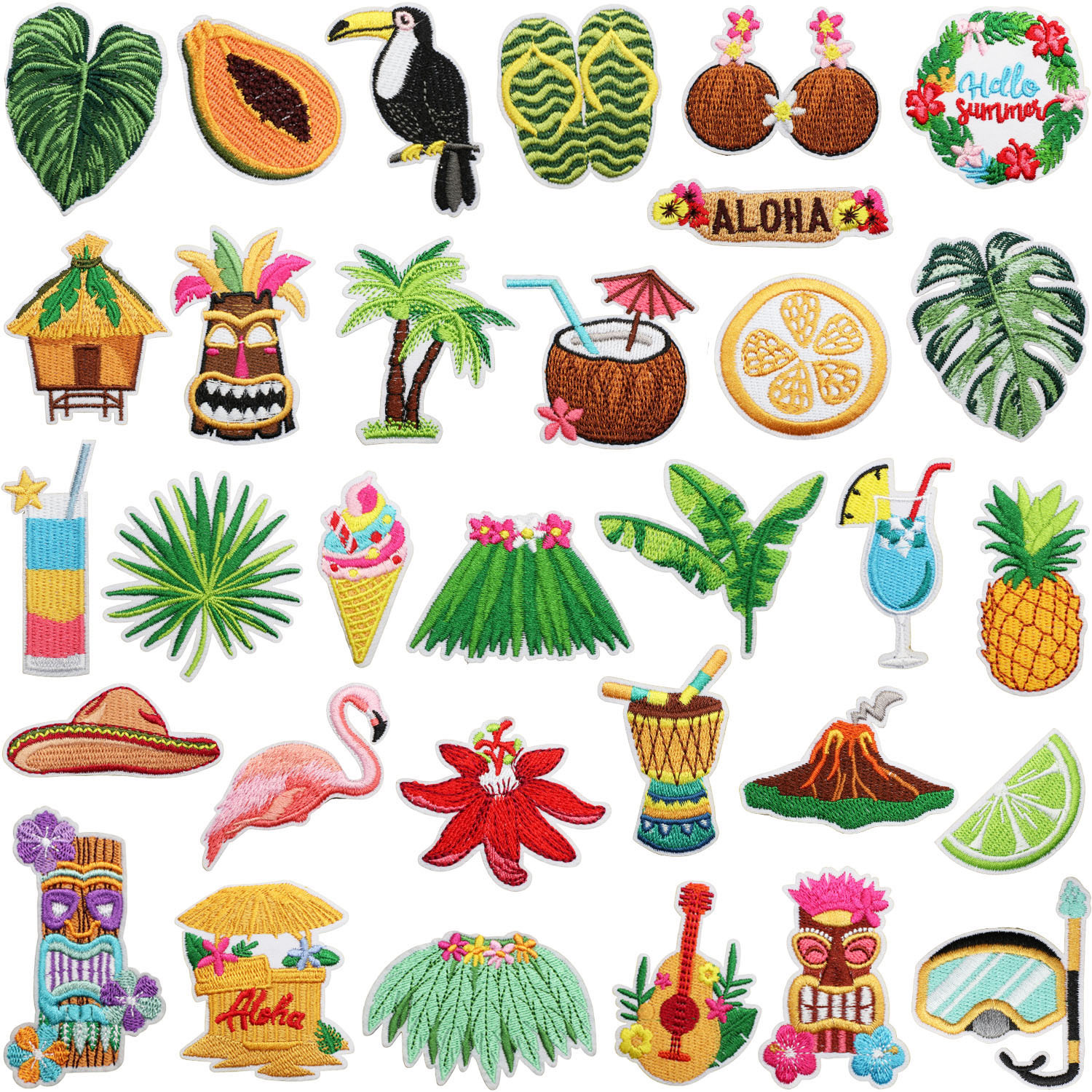 Hawaii vacation Iron on Patches cloth sticker flamingo patch sticker travel theme yay child papaya Iron on Patches chapter boy diving goggles