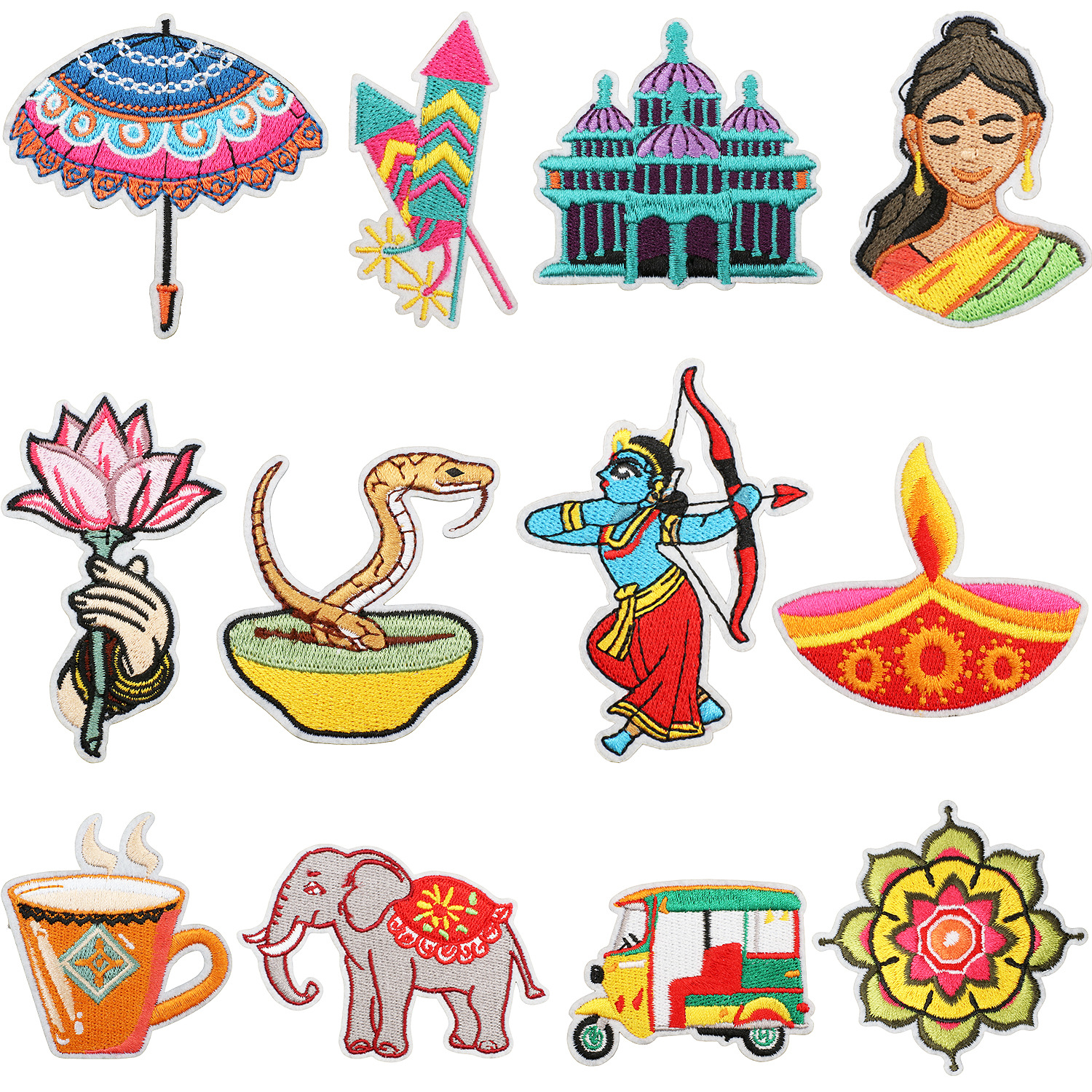 Happy Diwali Iron on Patches Cloth Sticker Indian Holiday Patch Sticker Candle Lotus Iron on Patches