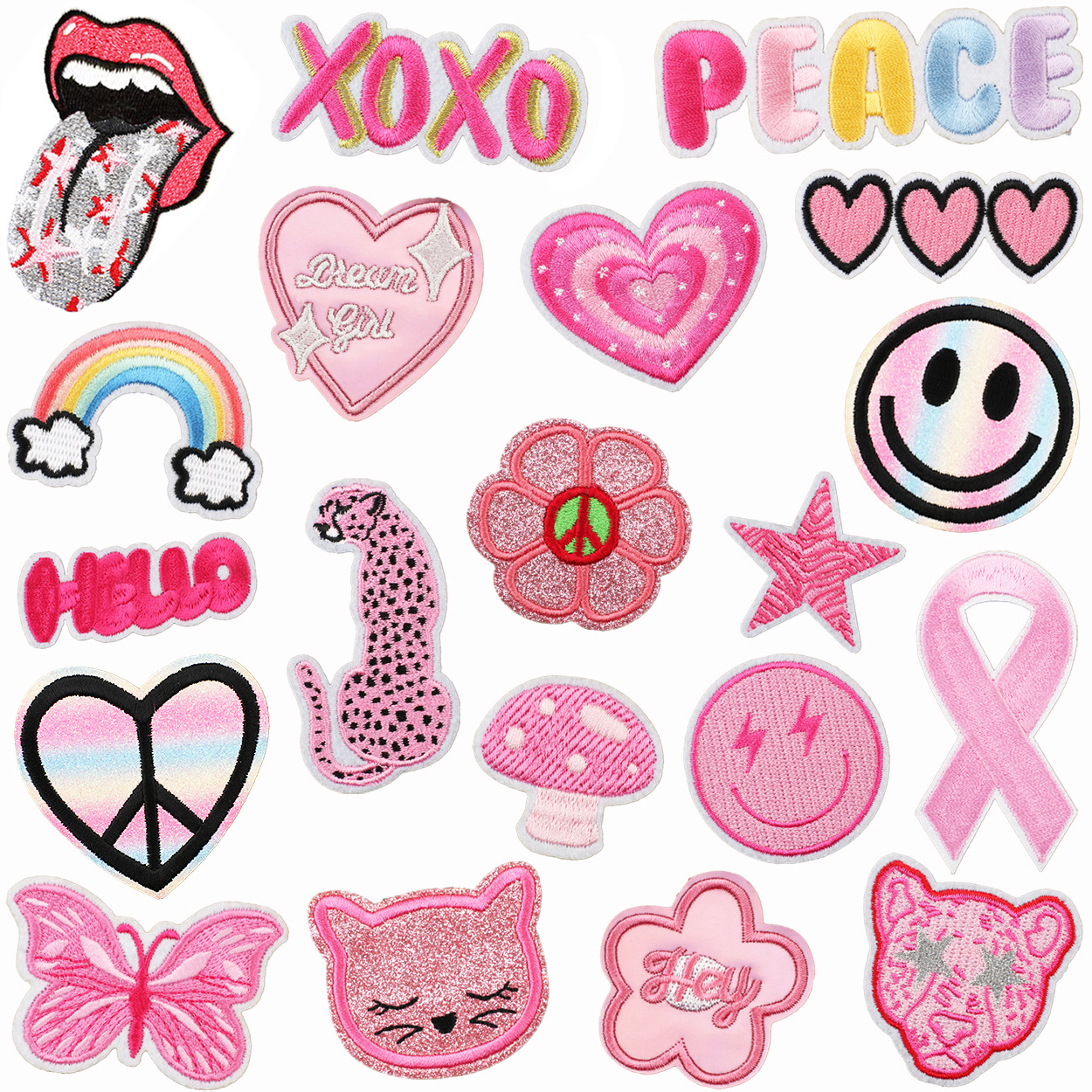 pink theme Iron on Patches cloth sticker LOVE patch sticker love Zhang Zai rainbow color butterfly