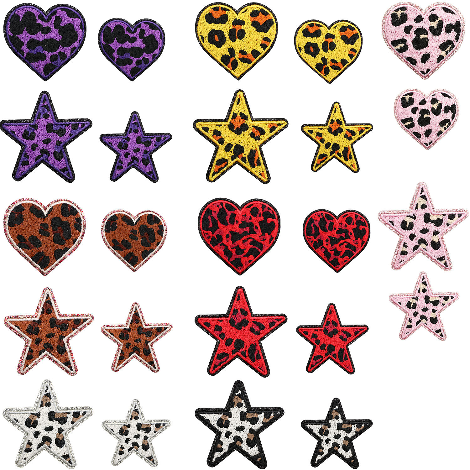 Greet love Iron on Patches cloth sticker leather Iron on Patches five-pointed star patch sticker clothes decoration leopard print peach heart chapter sticker